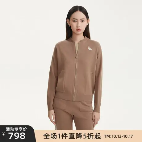 LANCY/悦朗姿2023新款针织外套女休闲修身高级感运动毛衫女图片
