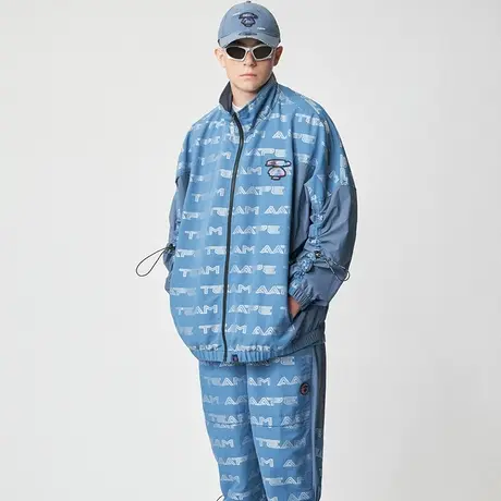 Aape旗舰店男装秋冬字母印花拼接休闲宽松版运动束脚长裤6938XXJ图片