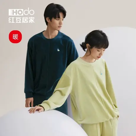 【暖暖绒】红豆海岛绒睡衣情侣秋冬套头休闲珊瑚绒外穿家居服套装商品大图