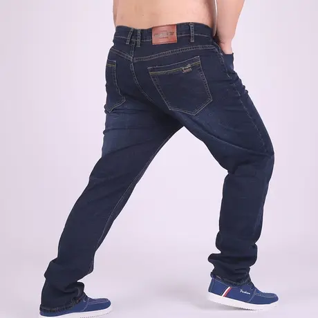 冬季款大号牛仔裤男士弹力宽松加肥加大码直筒胖人长裤子肥佬高腰图片