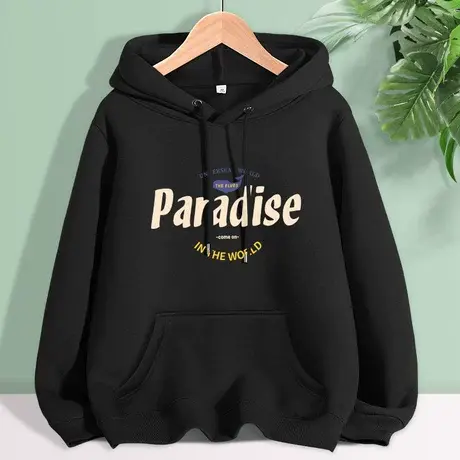 黑色连帽美式卫衣女2023年新款爆款春秋宽松薄款小个子套头外套女图片