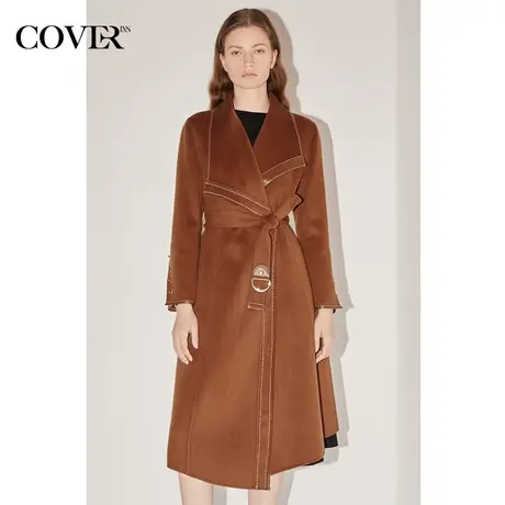COVER冬季100%绵羊毛双面呢翻领毛呢外套图片