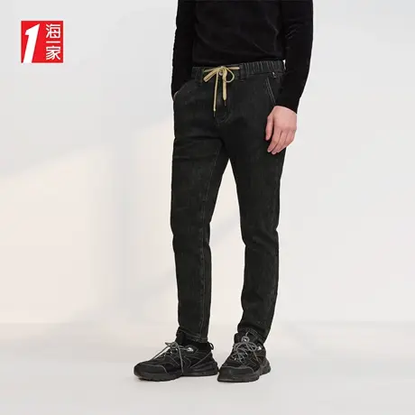 海一家时尚抽绳松紧腰九分裤2023秋季新款青春活力休闲牛仔裤男商品大图