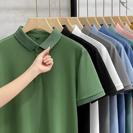 有领t恤男夏季商务男装衣服纯色高端polo衫男士短袖2025新款潮流商品大图