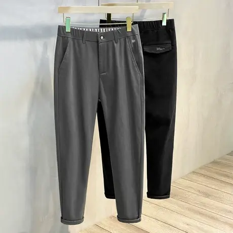 秋季直筒裤子男韩版潮流长裤高端弹力垂感九分西裤小脚男士休闲裤商品大图