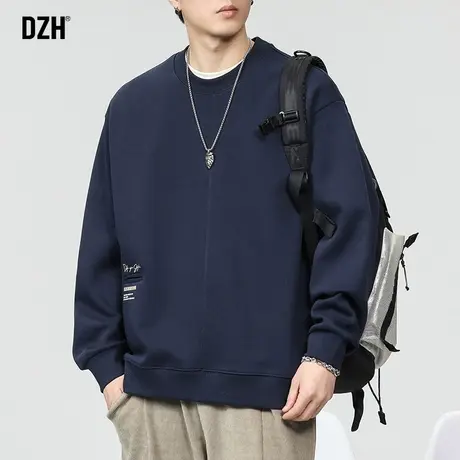 男士卫衣男纯色宽松春秋款男生外套圆领长袖内搭打底衫男2024新款商品大图