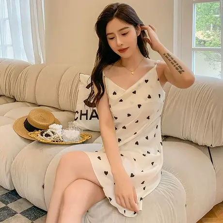 性感睡衣女春秋冬夏季纯欲风大码网红小胸吊带睡裙2024新款家居服图片