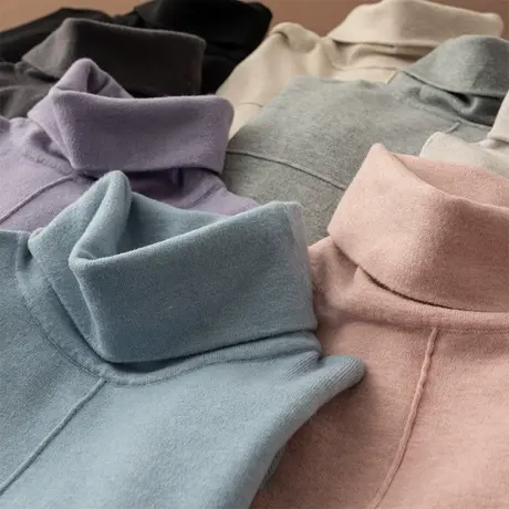 享永子【匠心之作】60支精纺65.5%山羊绒细腻高领内搭打底毛衣女商品大图