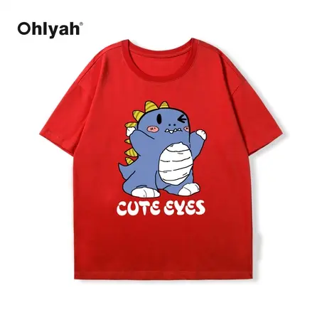 Ohlyah龙年本命年红色t恤情侣短袖生肖男女年会活动大码新年衣服图片