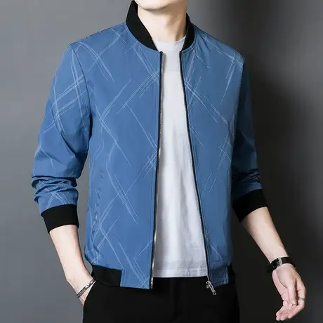 秋冬季潮牌棒球领上衣2024新款男士男装休闲夹克春秋防风痞帅外套商品大图