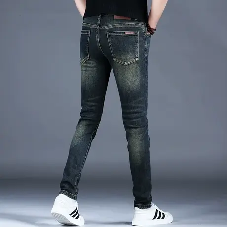 2023新款复古做旧洗水牛仔裤男款裤子男小脚弹力潮牌2023新款四季图片