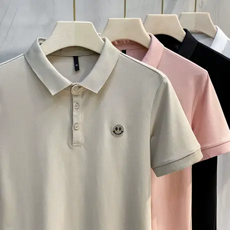 短袖polo衫男2023春夏新款潮流绣花小标韩版半袖青年男士翻领T恤商品大图