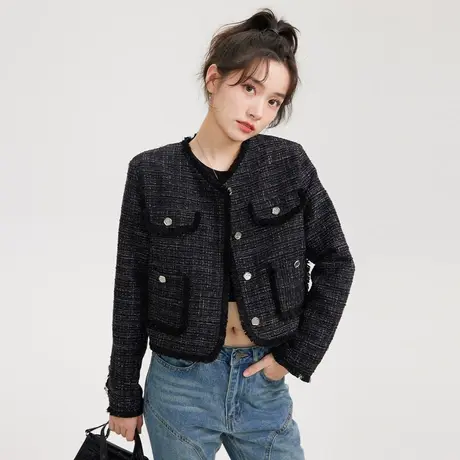 尔给小香风短款外套女2022新款设计感小众高级感炸街图片