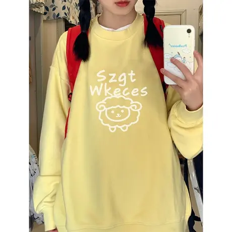 艺术生奶乖设计感卫衣女秋冬季加绒加厚ins潮牌宽松大码上衣外套商品大图