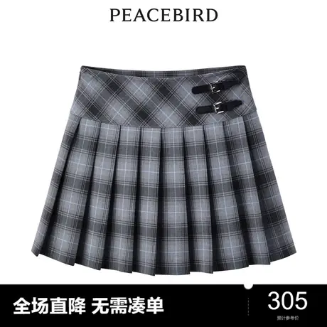 【商场同款】太平鸟女装2023秋季新款百褶格纹短裙A1GED3403图片