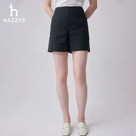 【商场同款】Hazzys哈吉斯纯色休闲短裤女士2024年夏季新款裤子商品大图