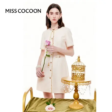 MISSCOCOON【金粉绮生】24夏新款小香风收腰显瘦假两件连衣裙图片