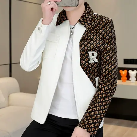 潮流时尚个性外套男春秋季新款潮牌休闲帅气夹克学生ins男装上衣商品大图