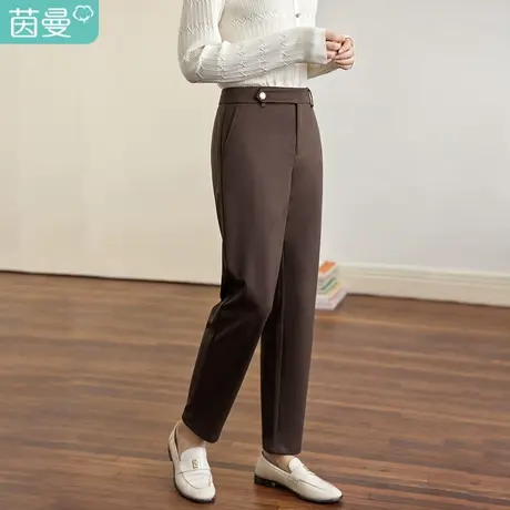 茵曼官方旗舰店法式休闲长裤2024年春季新款高腰显瘦萝卜裤子女裤图片