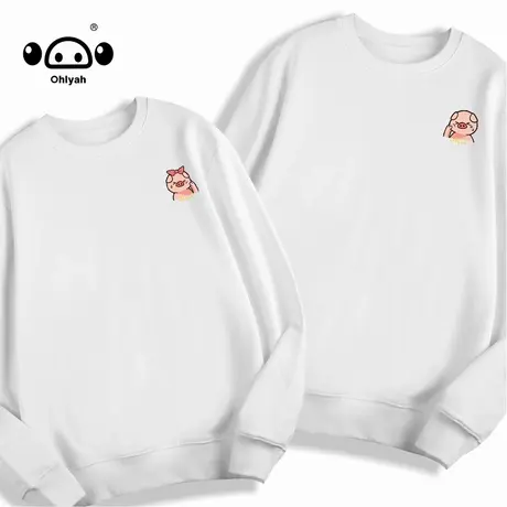 Ohlyah潮牌ins卫衣女宽松bf慵懒风大码纯棉圆领班服LOGO团队定制商品大图