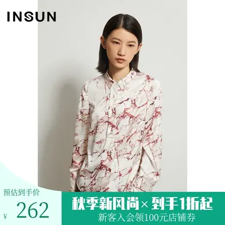 恩裳春秋季时尚都市设计感小众印花长袖衬衫上衣女图片