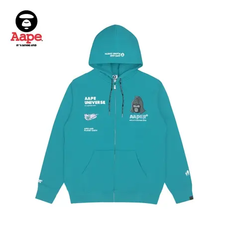AAPER男装秋冬猿人军团印花加绒连帽卫衣外套3865XXH商品大图