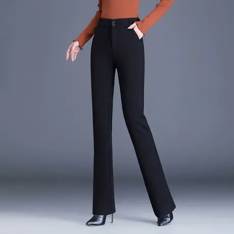 西装裤女秋冬2023新款加绒长裤高腰显瘦通勤直筒裤加长款弹力西裤商品大图