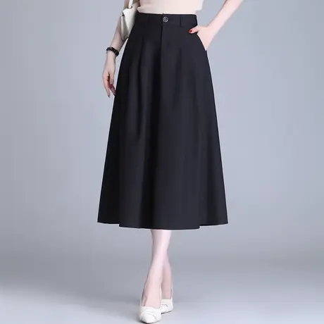 a字裙女半身裙春秋2023新款高腰遮胯显瘦休闲裙中长款通勤伞裙子图片