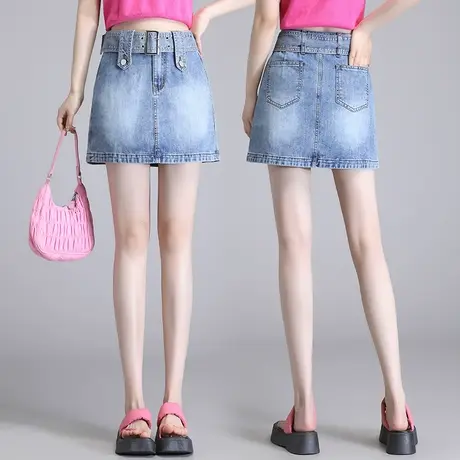 时尚牛仔半身裙女夏季2023新款复古辣妹包臀裙薄款防走光港风裙裤图片