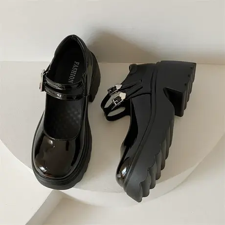 玛丽珍女鞋2023夏季新款单鞋气质jk配裙子黑色高跟鞋法式小皮鞋潮商品大图