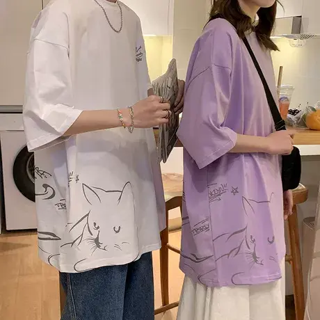 胖mm正肩短袖T恤夏季韩版大码女装原宿风宽松情侣半袖上衣潮200斤图片