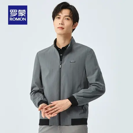 罗蒙男士夹克衫2024春季时尚休闲显瘦立领上衣中青年百搭纯色外套商品大图