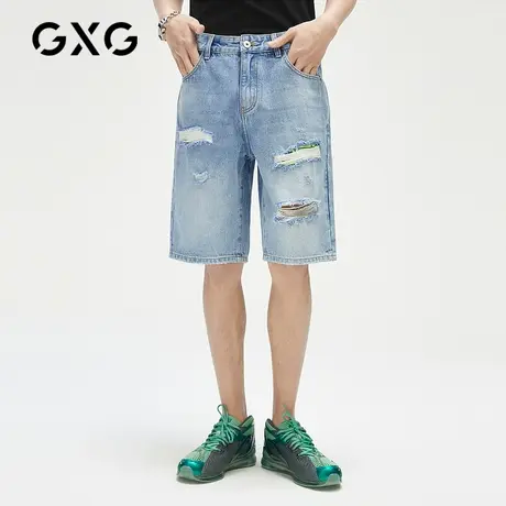 【新款】GXG男装 夏季时尚百搭男士牛仔短裤GHC125001C商品大图
