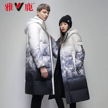 雅鹿羽绒服男中长款2023年新款男士连帽男女同款冬季情侣款外套DW图片