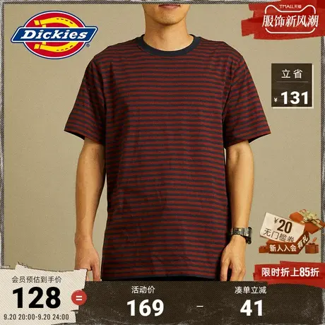 Dickies商场同款 23秋冬新品 短袖条纹T恤 情侣舒适工装灵感上衣商品大图