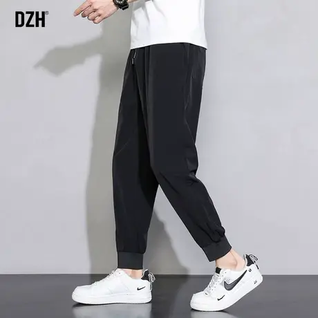 男生黑色束脚运动裤男夏季薄款速干裤2023新款宽松裤子男款九分裤商品大图