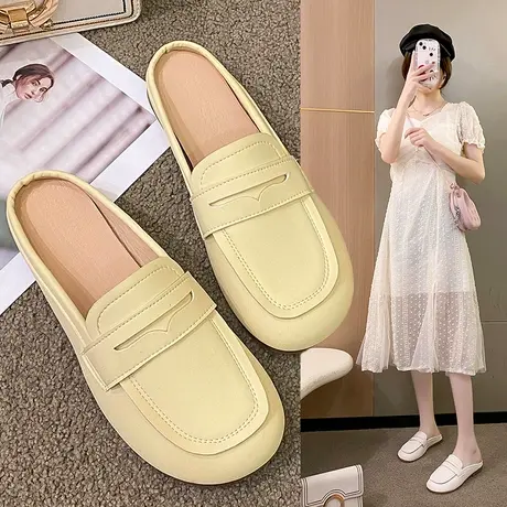 爆款半拖鞋女夏季外穿2023新款穆勒凉拖平底软底仙女温柔包头凉鞋商品大图