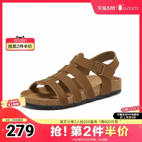 百思图2025夏季新款时尚复古休闲罗马凉平跟女凉鞋W9815BL5图片