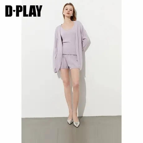 DPLAY2025年夏季新款紫色针织衫女休闲宽松长款开衫外套上衣长袖商品大图