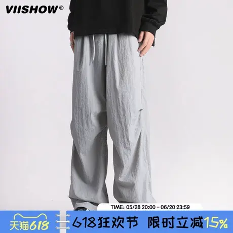 VIISHOW夏冰丝休闲多巴胺风冲锋长裤男款休闲宽松哈伦阔腿工装裤商品大图