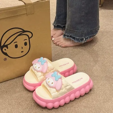 厚底拖鞋女夏季卡通可爱增高防滑家居室内踩屎感可外穿软底凉拖鞋商品大图
