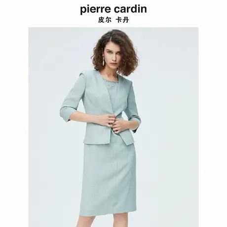 【皮尔卡丹女装】春季新款简约淑女青色西服上衣【专柜正品】图片