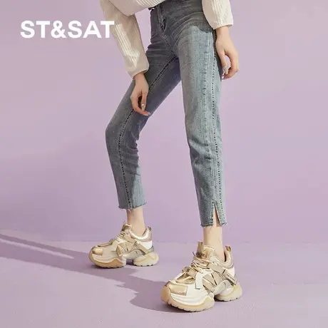 St&Sat/星期六女鞋显脚小2024夏季新款厚底增高百搭休闲风老爹鞋商品大图