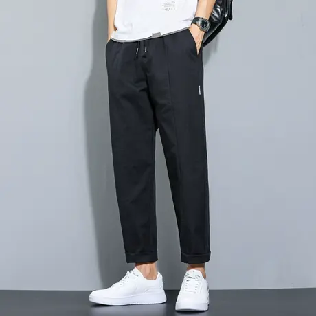 纯棉黑色裤子男士春秋季2023新款直筒宽松休闲长裤潮牌美式工装裤商品大图