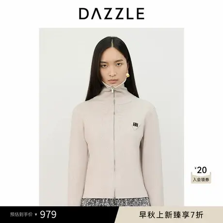 DAZZLE地素 毛针织衫2024冬季新款针织翻领拉链开衫图片