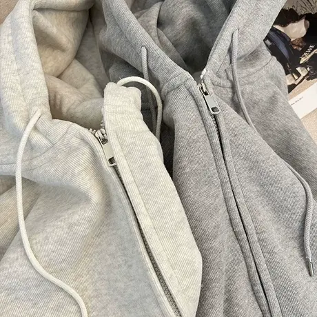 薄款拉链开衫卫衣女春秋装百搭时尚宽松显瘦连帽上衣外套情侣装潮商品大图