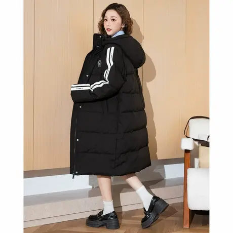 唐狮2024休闲百搭冬季韩系穿搭黑色长款羽绒服女冬季加厚过膝z图片