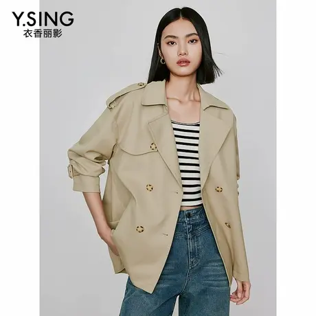 【直播】卡其色风衣女短款小个子衣香丽影春秋韩系超好看短外套商品大图
