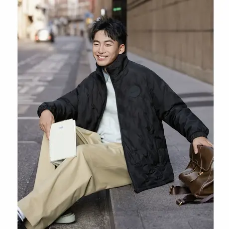 唐狮秋冬季短款羽绒服男立领轻薄款黑色时尚百搭设计感潮流TUTA商品大图
