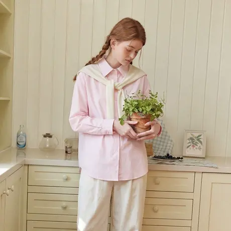 唐狮官方法式披肩衬衫女款2026新款春季小众设计感撞色长袖衬衣VC图片